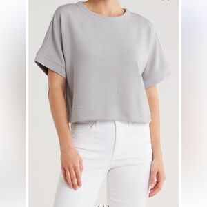Adrianna Papell- Back Button Ottoman Rib Knit Top. NWT